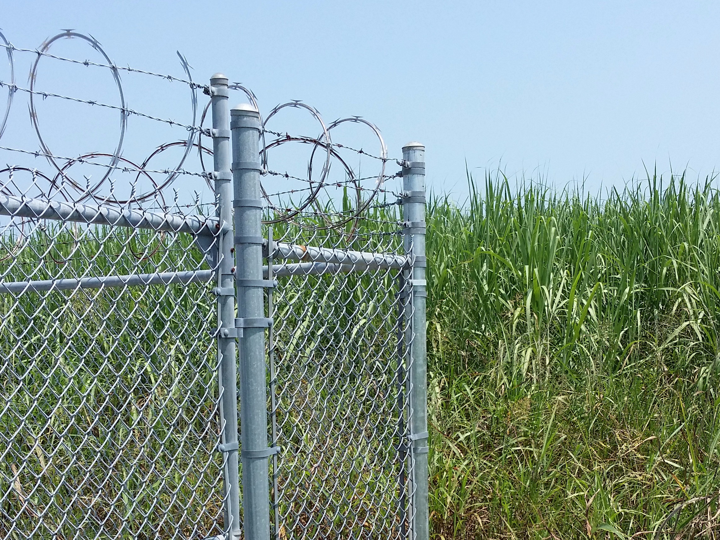 chain link fence with barbed wire